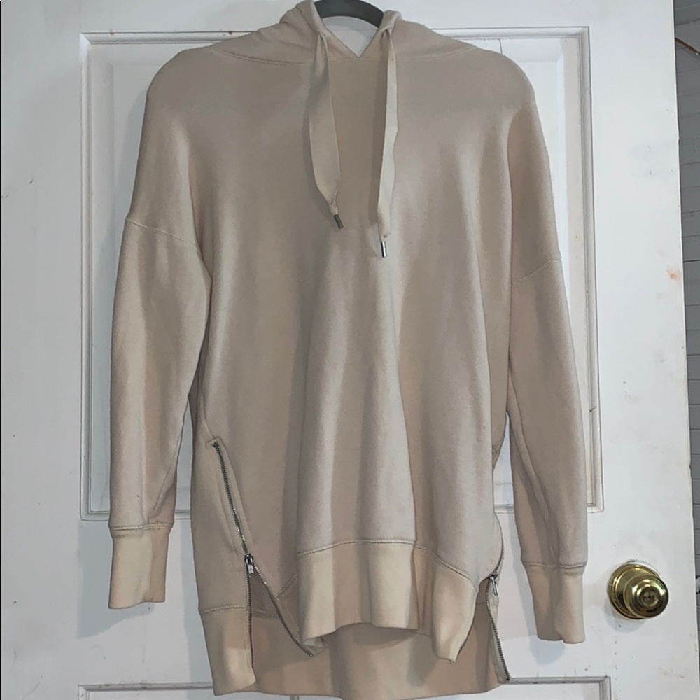 A beige pull over hoodie !